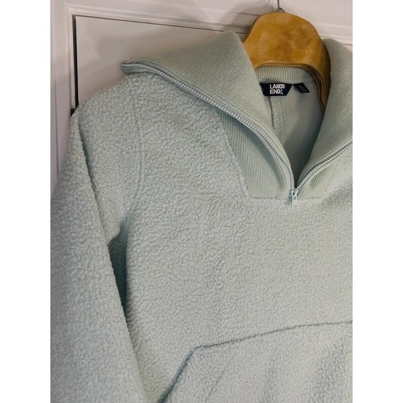 Lands End‎ Women’s Sherpa Jacket Size Large 14-16 Light Blue Large Neck - Picture 3 of 12